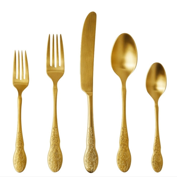 Sold out❤️ New Pioneer Woman Mazie Gold 20-Piece Flatware Set - Picture 8 of 8